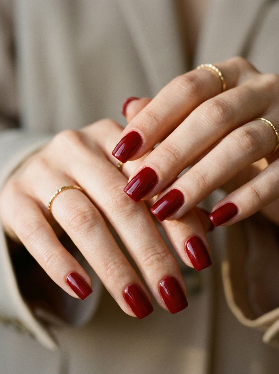Red Gloss Square Nails